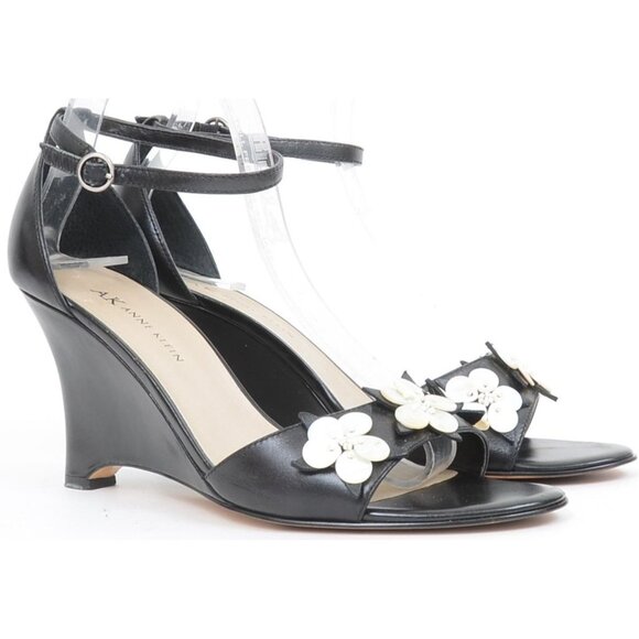 Anne Klein Flower Applique Patent Wedge Open-Toe Dressy Heels Sandal Women's 7.5 - Picture 5 of 8